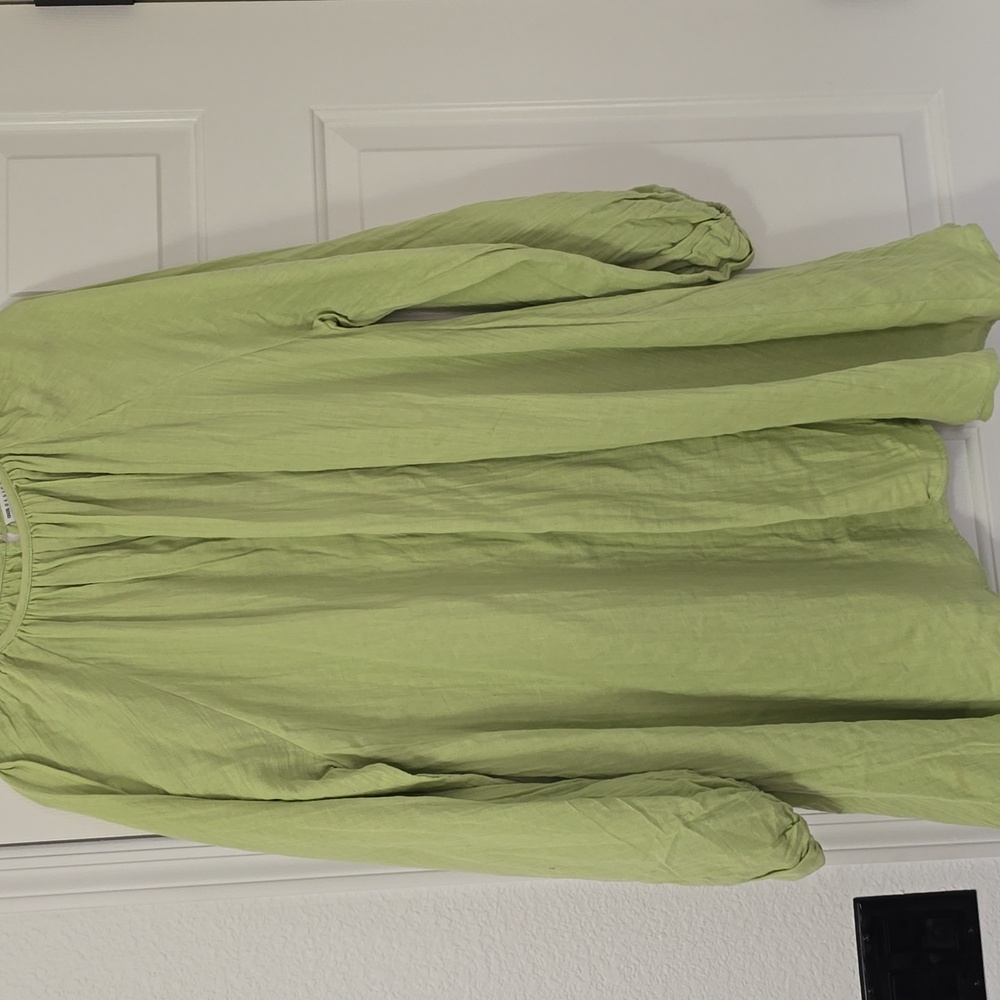 Asos Flowy Green Long Sleeve Dress Sz US 8 - Picture 3 of 8